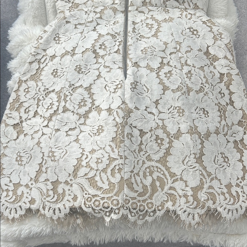 Alice + Olivia Cream Floral Lace Mini Dress - Picture 10 of 10